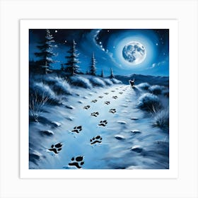 Paw Prints In The Snow 3 Art Print