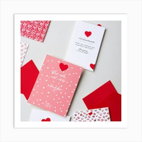 Valentines Day Themed Card Design Featuring Elegant Typography White Labels With Sweet Love Messag Art Print