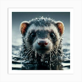 Ferret In Water 1 Art Print