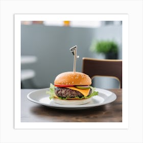 Hamburger On A Plate 24 Art Print