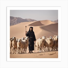 Shepherd In The Desert Art Print