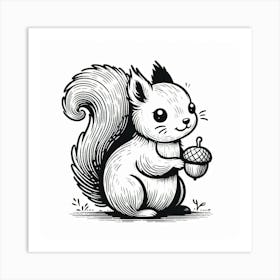 Line Art squirrel 1 Art Print