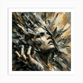 Abstract Female Face with Intense Expression Art Print