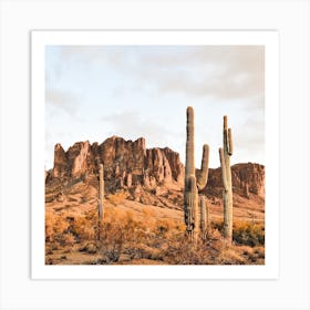 Desert Mountain Scenery Square Art Print