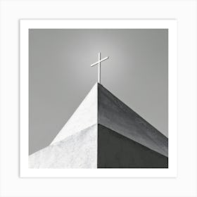 Cross On Top Of Church Art Print