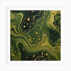 olive gold abstract wave art 20 Art Print