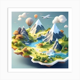 3d Landscape Illustration Art Print