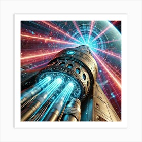 A Close Up Futuristic Sci Fi Depiction Focusing On Laser Array Art Print