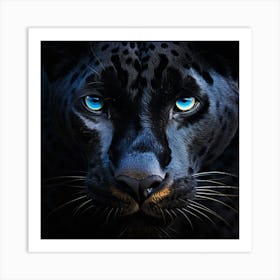 Black Panther With Blue Eyes Art Print