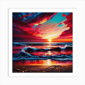 Sunset At The Beach 241 Art Print