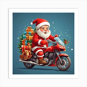 Santa Claus On A Motorcycle 2 Art Print