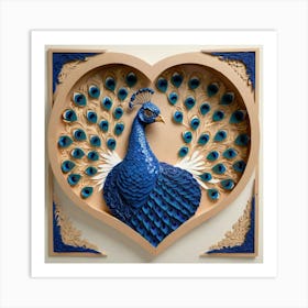 Peacock In A Heart Art Print