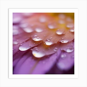 A Close Up Of A Delicate Glas On A Vibrant Flower Petal, Showcasing Its Reflective Surface And Intri (2) Art Print