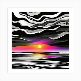 Sunset At The Beach 24 Art Print