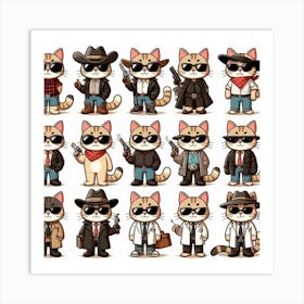 The cat gang Art Print