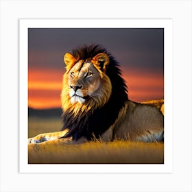 Lion At Sunset 3 Art Print