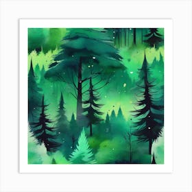 Watercolor Forest Art Print