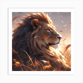 Calm majestic lion Art Print