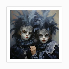 Two Boys In Masks Art Print