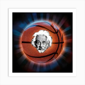 Basketball Ball With Albert Einstein Art Print