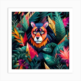 Lion In The Jungle 18 Art Print