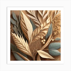 Firefly Beautiful Modern Detailed Botanical Rustic Wood Background Of Herbs And Spices; Illustration (3) Art Print