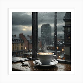 Coffee In The Rain 1 Art Print