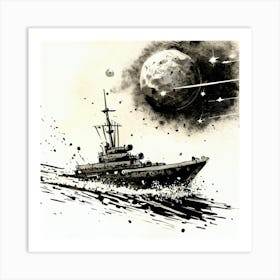 Ship In Space Art Print