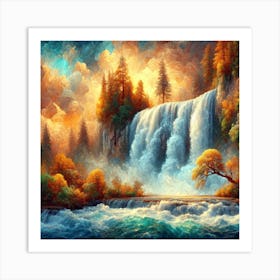 Waterfall Painting 1 Art Print