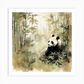 Panda Bear In The Bamboo Forest Art Print