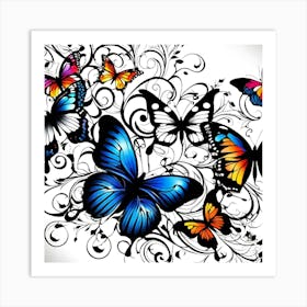 Butterflies And Vines 5 Art Print