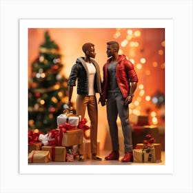 Realistic Black Gay Couple Christmas Stylish Deep B399f3d4 8120 4178 B5e3 Db414bfb41bc Art Print