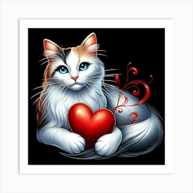 Valentine Cat Art Print