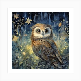 Whimsical Woodland Magical Owl Art Print Art Print