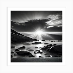 Sunrise Over Rocks Art Print