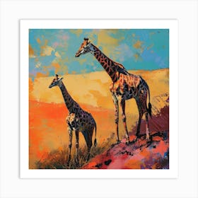 Giraffe In A Rocky Landscape Warm Acrylic 2 Art Print