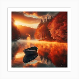 A Boat on a Lake 1 Art Print