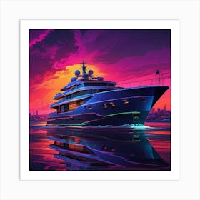 Sunset On A Yacht Art Print