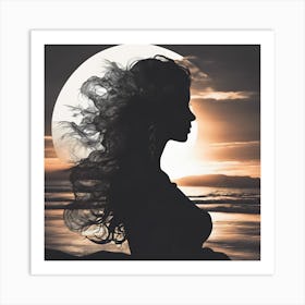 Silhouette Of A Woman Art Print