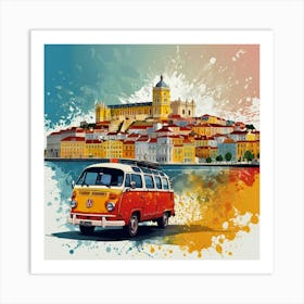 Vw Bus In Portugal Art Print