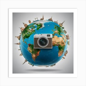 Globe With A Camera Art Print