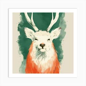 Deer Antlers Orange Art Print