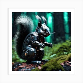 Robot Squirrel In The Forest 1 Art Print