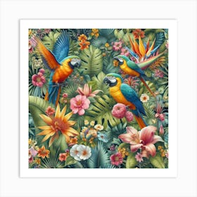 Parrot seamless pattern art Art Print