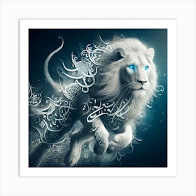 White Lion With Blue Eyes Art Print