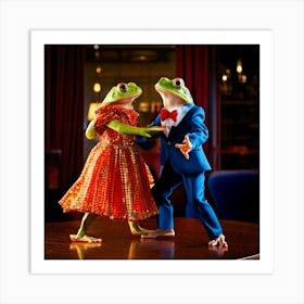 Firefly Frogs, Dancing, Tango, Female Frog, Male Frog, Argentine Restaurant, Matching Clothes, Livel (8) Art Print