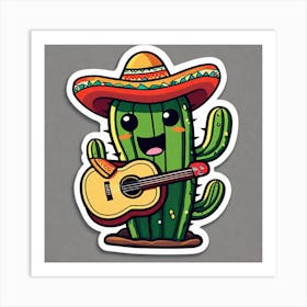 Cactus With Guitar 22 Art Print