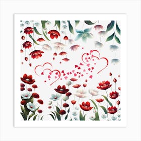 Bloom Springfield Red Floral Modern Natural art Art Print