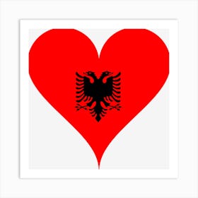 Albania Flag Coat Of Arms Country Symbol Heart Love Peace Red Black Nation Art Print