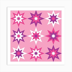 Pink Star Pattern Art Print